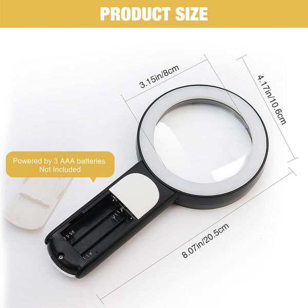 Magnifying Glass with Light,30X Handheld Large 18LED Cold and Warm Light with 3 Modes,Illuminated Magnifier for Seniors Reading,Inspection,Coins,Jewelry,Exploring