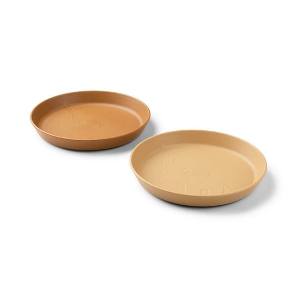 Kiddish Raffi Plate 2 Pack-Mustard