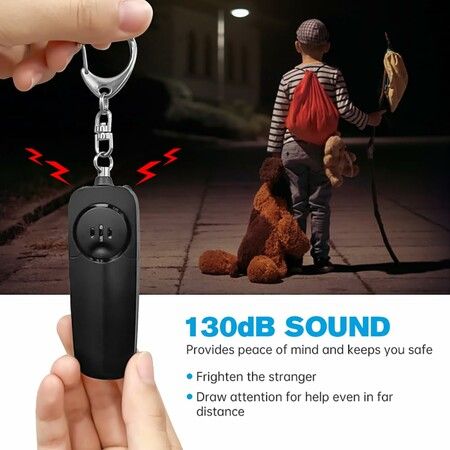 Personal Alarm Keychain 130dB Self Defense Security With Led Light For Women Girls Kids Elderly Color White