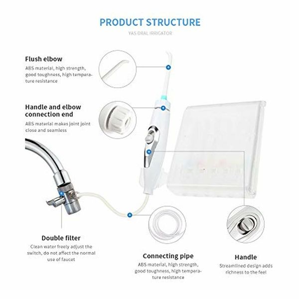 Non Electric Water Flosser 6  Family Use Oral Irrigator Adjustable Faucet Shower Spa Water Pressure Dental Oral Care Tooth Cleaning