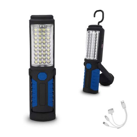 Portable LED Multi-Use Magnetic Flashlight with Hanging Hook, Waterproof Work Flashlight for Car Repair Household Blackout and Emergency (Blue)