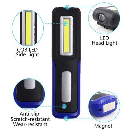 Rechargeable LED Work Light with Magnetic Base Portable Task Inspection Trouble Lights Lamp (Blue)