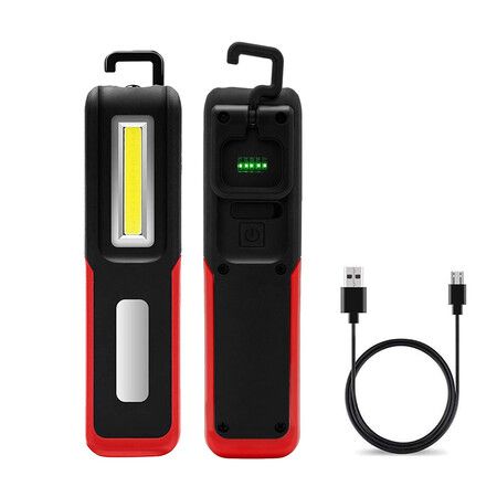 Rechargeable LED Work Light with Magnetic Base Portable Task Inspection Trouble Lights Lamp (Red)