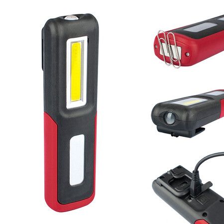 Rechargeable LED Work Light with Magnetic Base Portable Task Inspection Trouble Lights Lamp (Red)