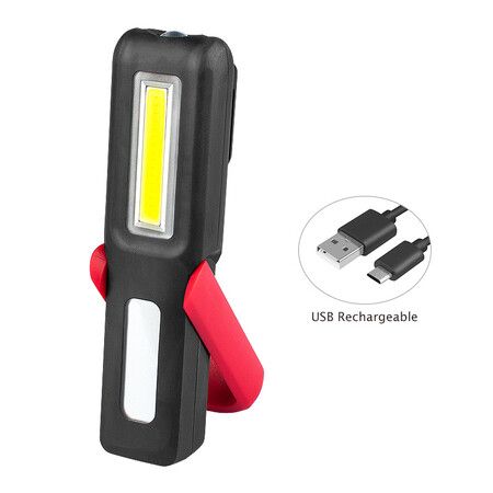 Rechargeable LED Work Light with Magnetic Base Portable Task Inspection Trouble Lights Lamp (Red)