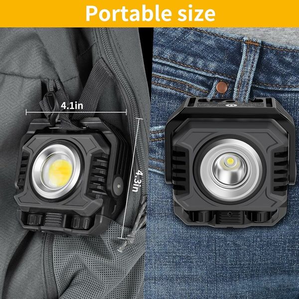 LED Portable Work Light Rechargeable, IP66 Waterproof Outdoor Working Light for Emergency, Repair, Camping