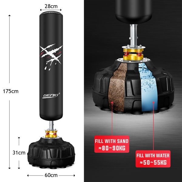 Genki 175cm Boxing Punching Bag Stand Free Standing Punchbag Heavy Kicking Sandbag Exercise Home Gym Equipment