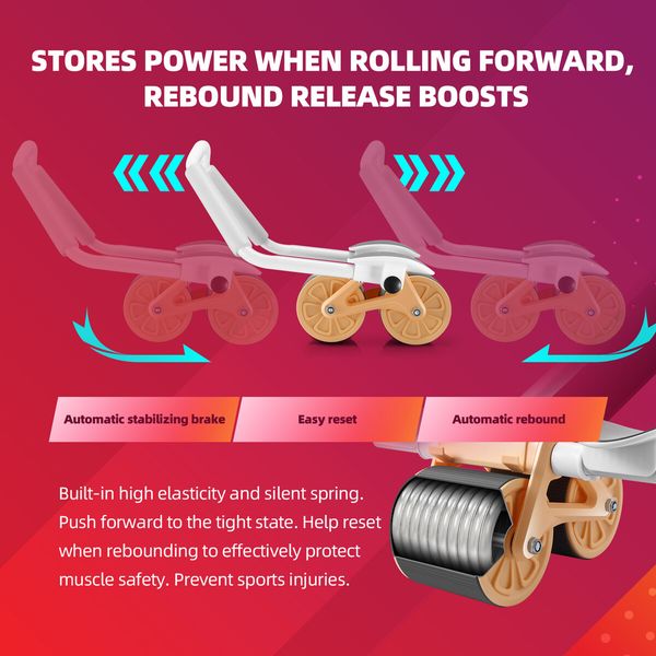 AB Roller Wheel Exerciser Abdominal Home Gym Machine Equipment Automatic Rebound Workout Exercise Fitness Core Training Device