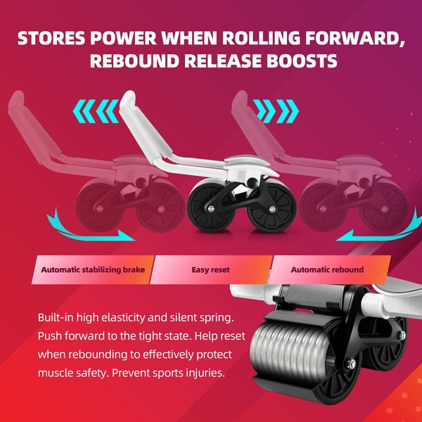 AB Roller Wheel Abdominal Exerciser Machine Home Gym Equipment Automatic Rebound Exercise Workout Fitness Core Training Device