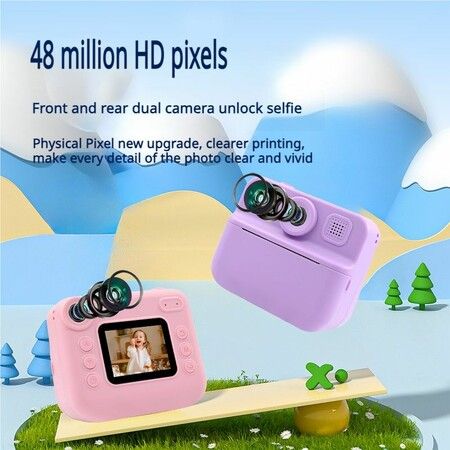 48Mp HD Instant Print Dual Digital Cameras 1300mAh Battery TypeC power 32GB Memory Card Fun Birthday Christmas Gifts Col.Purple