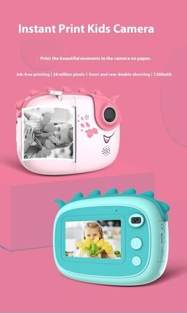 24Mp Touch Screen  HD Instant Print Dual Digital Cameras Video Record 1000mAh Battery TypeC power 32GB Memory Card Fun Birthday Christmas Gifts Col.Pink