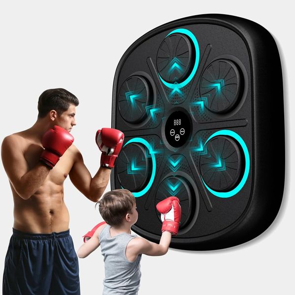 New Model Smart Music Boxing Machine,Training Machine with LED Electronic Wall Mounted,Home Indoor Workout Equipment with Premium Boxing Gloves