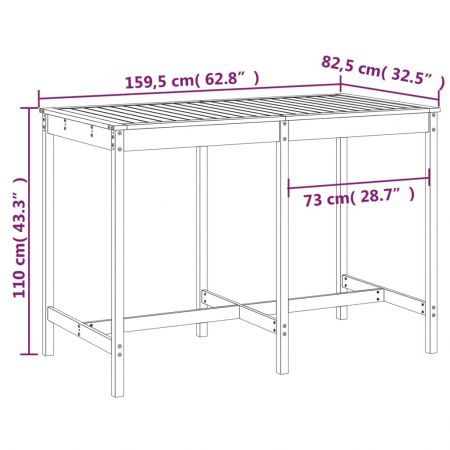 Garden Table White 159.5x82.5x110 cm Solid Wood Pine