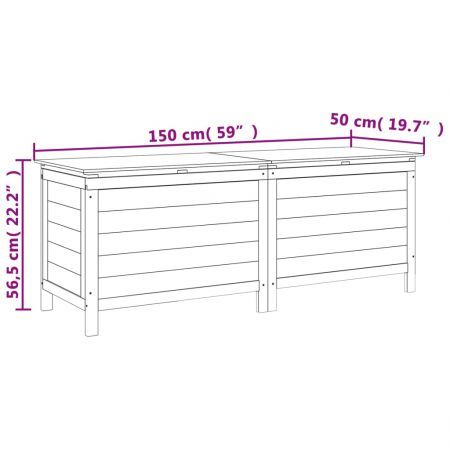 Garden Storage Box White 150x50x56.5 cm Solid Wood Fir