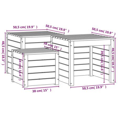 3 Piece Garden Box Set Grey Solid Wood Pine