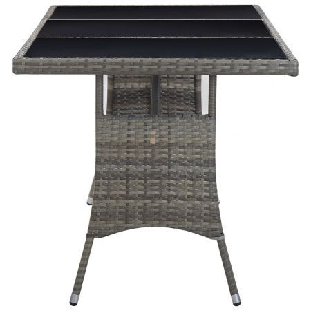 Garden Table Grey 170x80x74 cm Poly Rattan