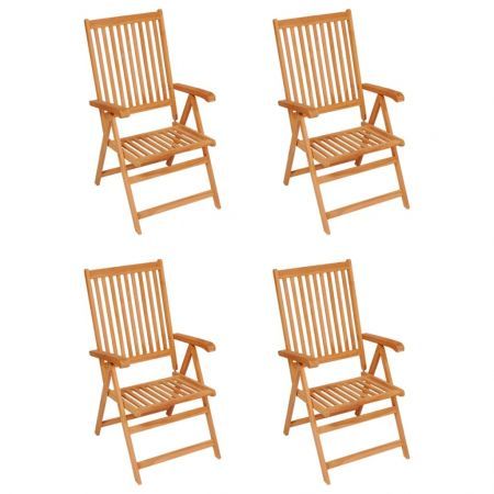 Garden Chairs 4 pcs with Grey Cushions Solid Teak Wood