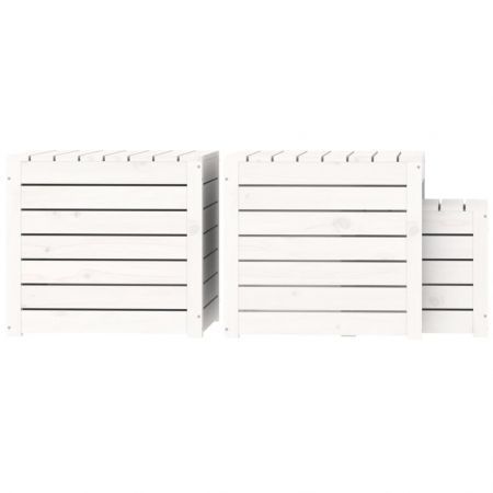 3 Piece Garden Box Set White Solid Wood Pine