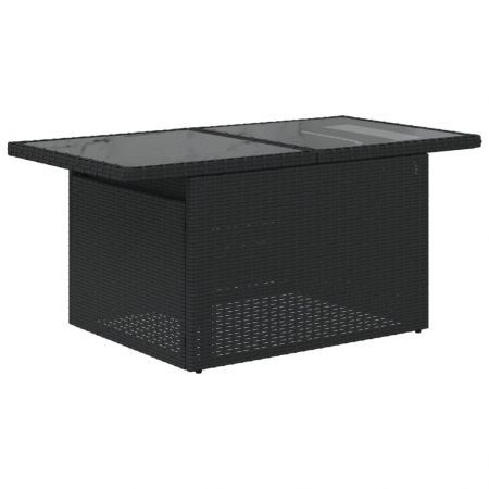 Garden Table with Glass Top Black 100x55x73 cm Poly Rattan