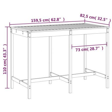 Garden Table Grey 159.5x82.5x110 cm Solid Wood Pine