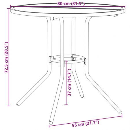 Patio Table Round Anthracite Ø80x72.5 cm Powder-coated Steel