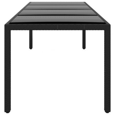 Garden Table 250x100x75 cm Tempered Glass and Poly Rattan Black