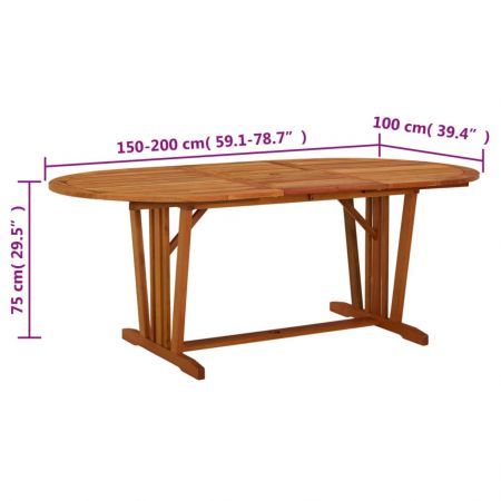 Garden Table 200x100x75 cm Solid Wood Eucalyptus