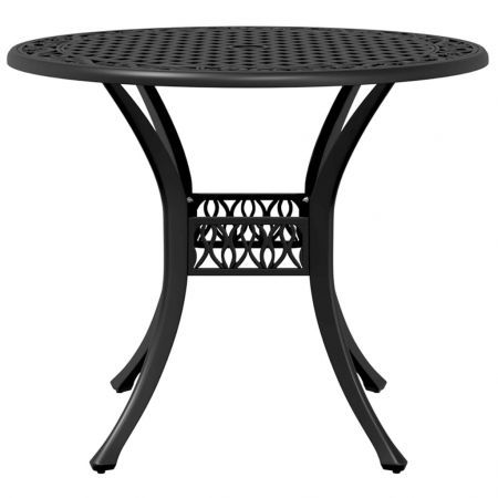 Garden Table Black Ø90x75 cm Cast Aluminium