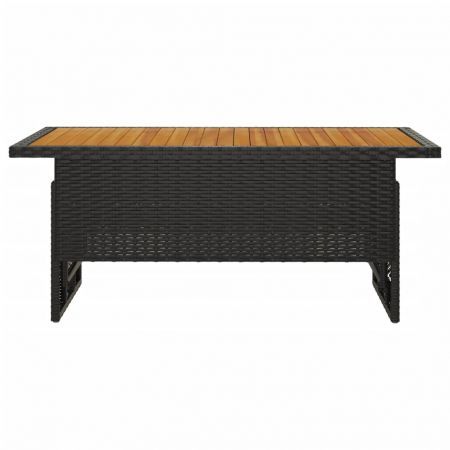 Garden Table Black 100x50x43/63 cm Solid Wood Acacia&Poly Rattan