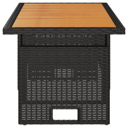 Garden Table Black 100x50x43/63 cm Solid Wood Acacia&Poly Rattan