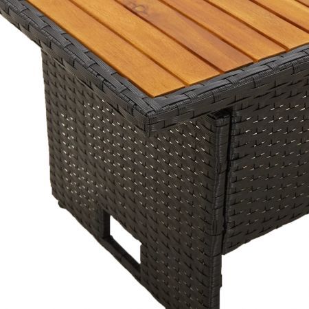 Garden Table Black 100x50x43/63 cm Solid Wood Acacia&Poly Rattan