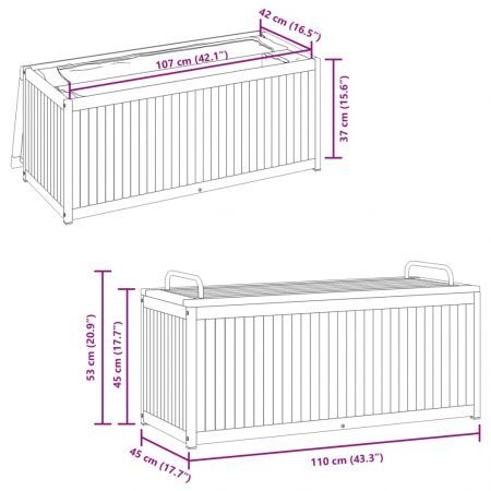 Outdoor Cushion Box 110x45x42/53 cm Solid Wood Acacia and Steel