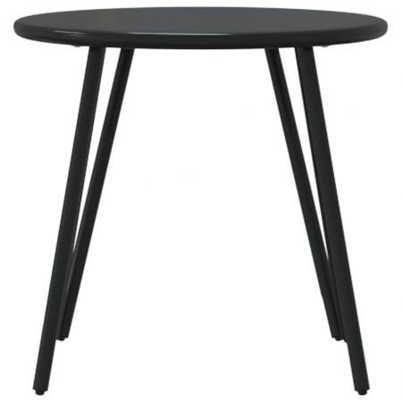 Garden Coffee Tables 2 pcs Round Black Powder-coated Steel