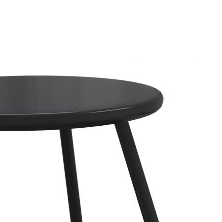 Garden Coffee Tables 2 pcs Round Black Powder-coated Steel