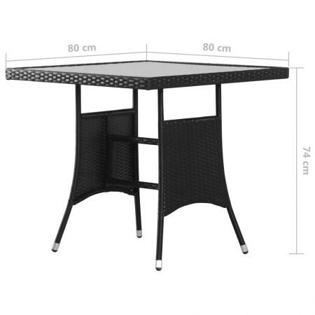 Garden Table Black 80x80x74 cm Poly Rattan