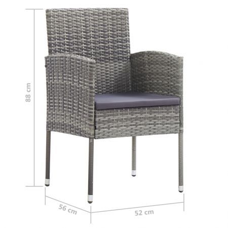 Garden Chairs with Dark Grey Cushions 2 pcs Grey Poly Rattan