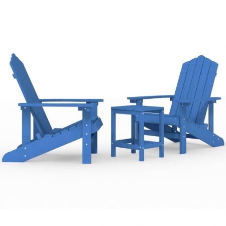 Garden Adirondack Chairs with Table HDPE Aqua Blue