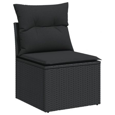 Garden Sofa Armless with Cushions Black Poly Rattan