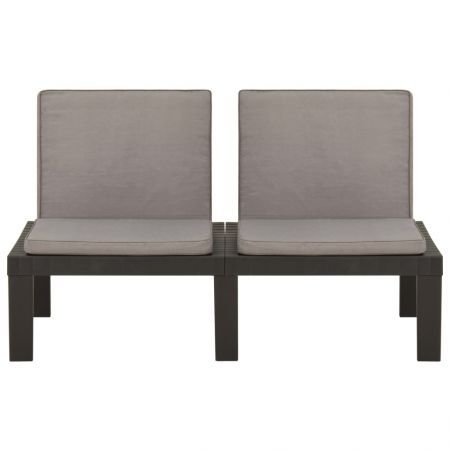 Garden Lounge Benches with Cushions 2 pcs Plastic Grey