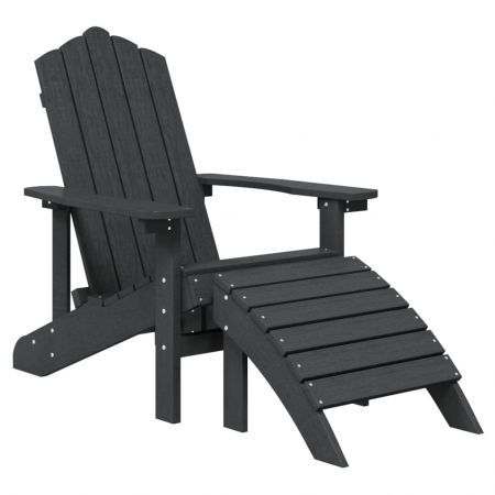 Garden Adirondack Chairs with Footstool & Table HDPE Anthracite