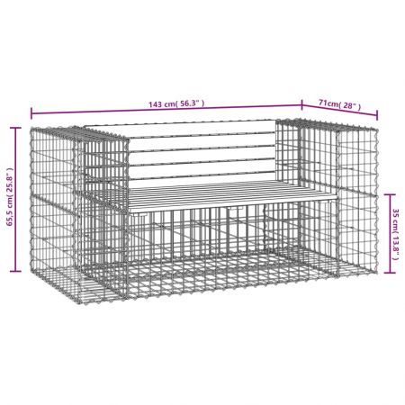 Garden Bench Gabion Design 143x71x65.5 cm Solid Wood Pine