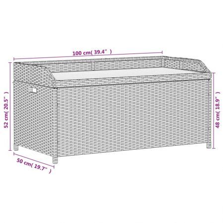 Storage Bench Black 100x50x52 cm Poly Rattan and Acacia Wood