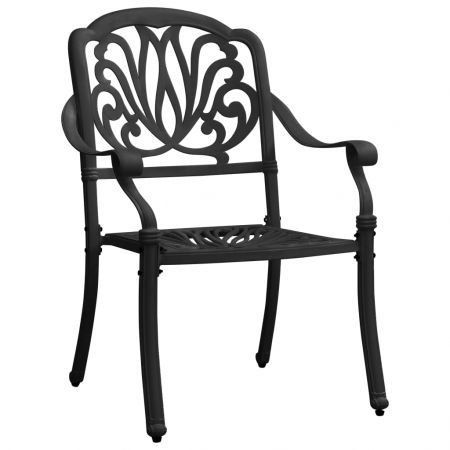 Garden Chairs 2 pcs Cast Aluminium Black