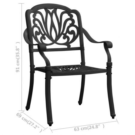 Garden Chairs 2 pcs Cast Aluminium Black