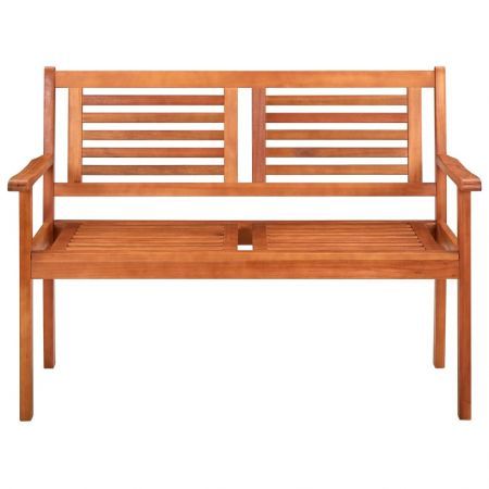 2-Seater Garden Bench with Cushion 120 cm Solid Eucalyptus Wood