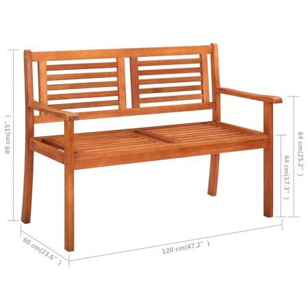 2-Seater Garden Bench with Cushion 120 cm Solid Wood Eucalyptus