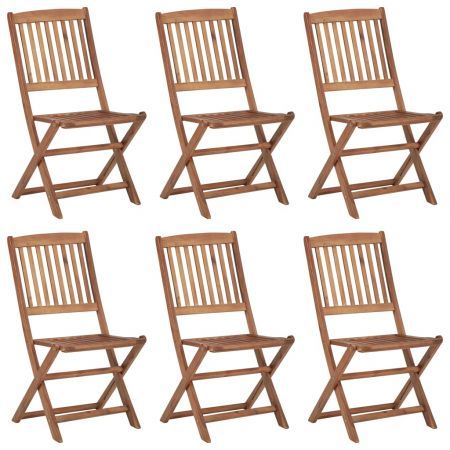 Folding Garden Chairs 6 pcs with Cushions Solid Acacia Wood