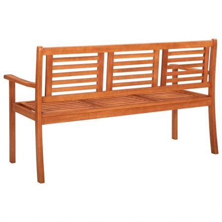 3-Seater Garden Bench with Cushion 150 cm Solid Eucalyptus Wood