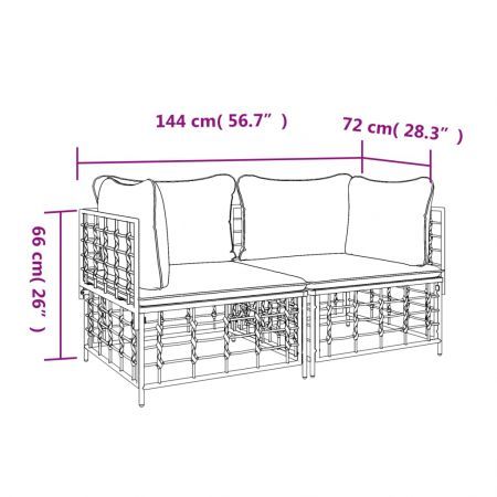 Sectional Corner Sofas with Cushions 2 pcs Poly Rattan