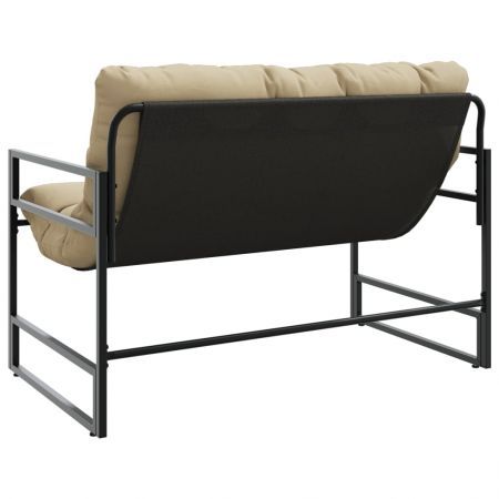 Garden Bench with Cushion Taupe 113 cm Steel